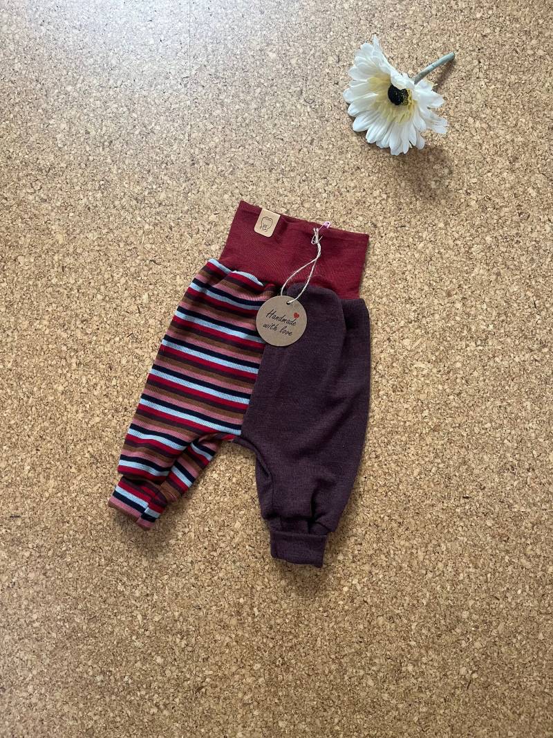 Babypumphose Wolle /Seide Geringelt /Gepatcht von MonsterchenShop