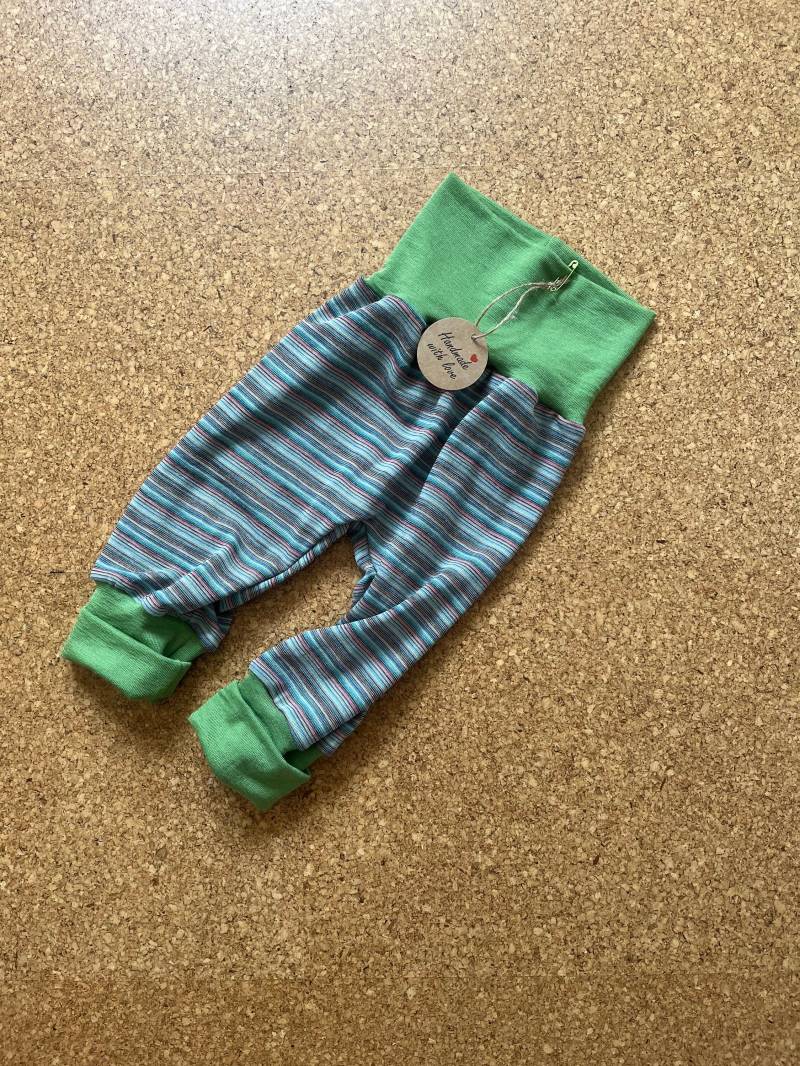 Pumphose Wolle/Seide Zart Geringelt Maigrün von MonsterchenShop