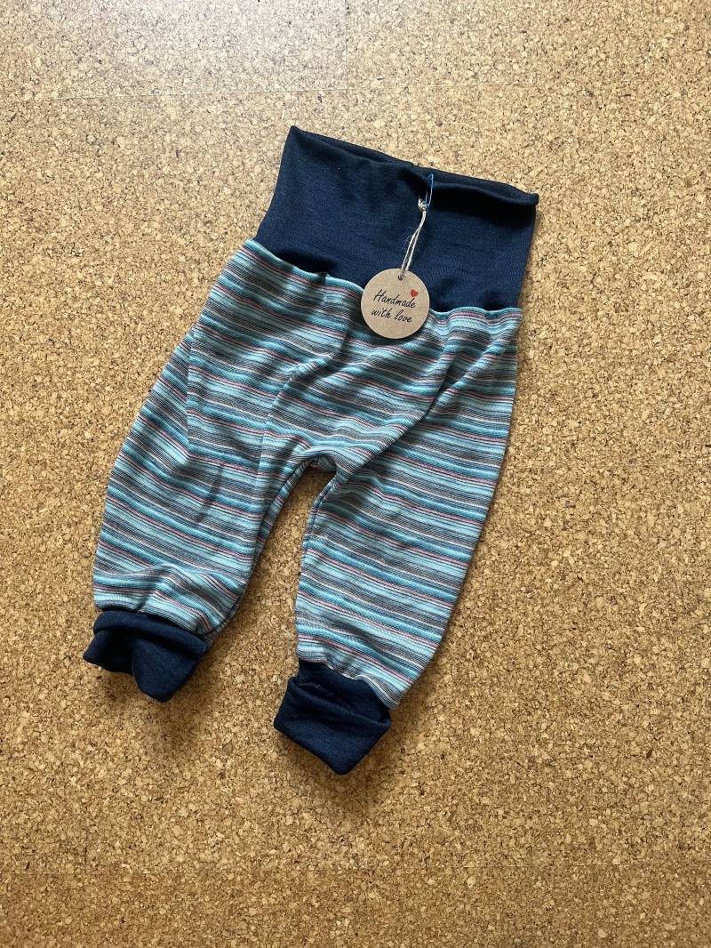 Pumphose Wolle /Seide Zart Geringelt Dunkelblau von MonsterchenShop