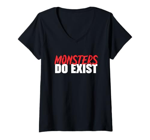 Damen Monsters do Exist Lustiges Workout Fitness Humor T-Shirt mit V-Ausschnitt Damen Monsters do Exist Lustiges Workout Fitness Humor T-Shirt mit V-Ausschnitt von Monsters do Exist Funny Fitness Humor