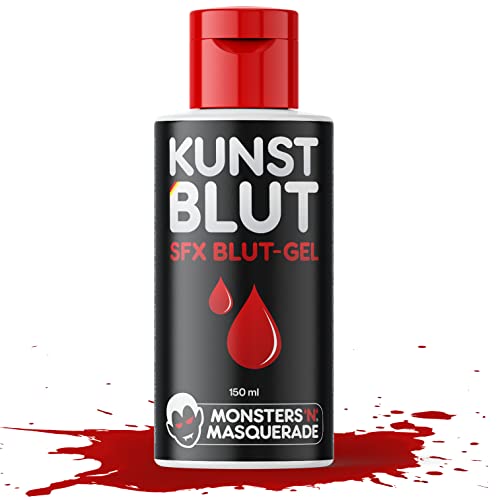 Monsters'n'Masquerade® – Profi Kunstblut 150ml | SFX Blut-Gel aus Deutschland | Parfümfrei + Parabenfrei | Künstliches Halloween Blut Filmblut Vampirblut Zombieblut | für Fasching, Karneval & Co von Monsters'n'Masquerade