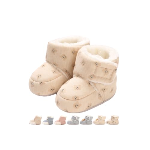 Baby Winterschuhe Wärme Babyschuhe Winter Anti-Rutsch Verstellbare Neugeborene Schneeschuhe Lauflernschuhe Gefütterte Thermo Fleece Krabbelschuhe Hausschuhe Winterstiefel Drucken Khaki 6-12 Monate von Monstoyo