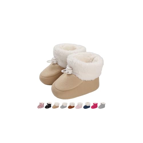 Baby Winterschuhe Wärme Babyschuhe Winter Anti-Rutsch Verstellbare Neugeborene Schneeschuhe Lauflernschuhe Gefütterte Thermo Fleece Krabbelschuhe Hausschuhe Winterstiefel Montage Khaki 12-18 Monate von Monstoyo