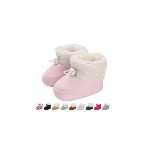 Baby Winterschuhe Wärme Babyschuhe Winter Anti-Rutsch Verstellbare Neugeborene Schneeschuhe Lauflernschuhe Gefütterte Thermo Fleece Krabbelschuhe Hausschuhe Winterstiefel Montage Rosa 6-12 Monate von Monstoyo