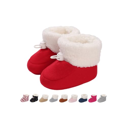 Baby Winterschuhe Wärme Babyschuhe Winter Anti-Rutsch Verstellbare Neugeborene Schneeschuhe Lauflernschuhe Gefütterte Thermo Fleece Krabbelschuhe Hausschuhe Winterstiefel Montage Rot 0-6 Monate von Monstoyo