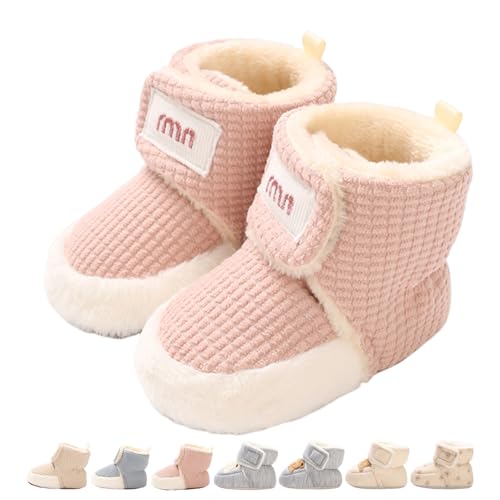 Baby Winterschuhe Wärme Babyschuhe Winter Anti-Rutsch Verstellbare Neugeborene Schneeschuhe Lauflernschuhe Gefütterte Thermo Fleece Krabbelschuhe Hausschuhe Winterstiefel Waffeln Rosa 12-18 Monate von Monstoyo