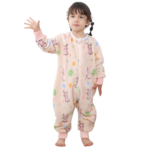 Schlafsack mit Füßen Baby Schlafanzug, Warm Flannel Winterschlafsack Strampler, Winter Schlummersack mit Beinen Ärmeln Pyjamas Kinder Schlafoverall Mädchen Junge Druck 80 9-18 Monate von Monstoyo