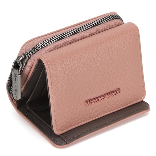 Montana West Damen-Geldbörse, Kartenhalter, RFID-blockierend, mit Münzfach mit Reißverschluss, Rosa, Vintage von Montana West