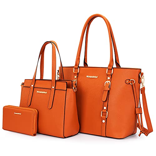 Montana West Geldbörsen und Handtaschen für Damen, 3-teiliges Tragetaschen- und Geldbörsen-Set, Orange von Montana West