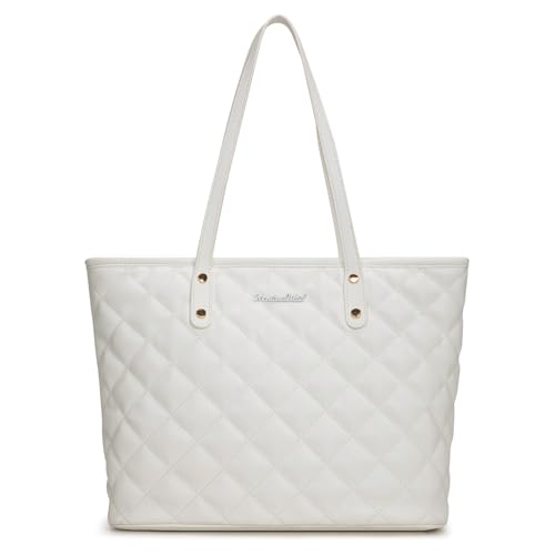 Montana West Gesteppte Handtasche für Frauen Tote Geldbörse Schultertasche Große Mode Hobo Geldbörse, Weiß gesteppt, Large von Montana West