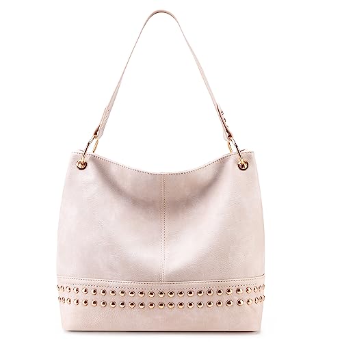Montana West Hobo Bag Geldbörsen und Handtaschen für Damen mit Tragegriff oben mit Reißverschluss, D-beige, Large von Montana West