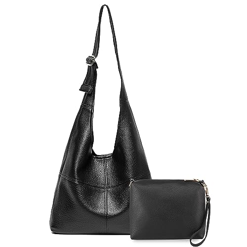 Montana West Hobo Bags Geldbörse für Damen, ultraweich, faltbar, Schultertasche, lässig, Handtaschen mit Münzbörse, Schwarz von Montana West