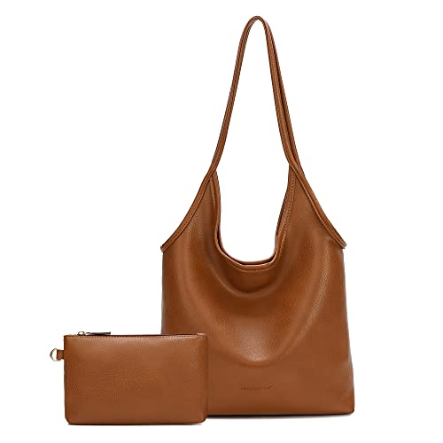 Montana West Hobo Handtaschen für Frauen Große Hobo-Taschen PU Leder Geldbörsen und Handtaschen Schultertasche Top Griff Tote Geldbörse Set, braun von Montana West