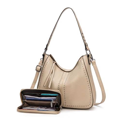 Montana West Hobo-Umhängetasche mit Geldbörse und Geldbörse, 2-teiliges Set, Schulterhandtaschen mit verstellbarem Riemen, Khaki von Montana West