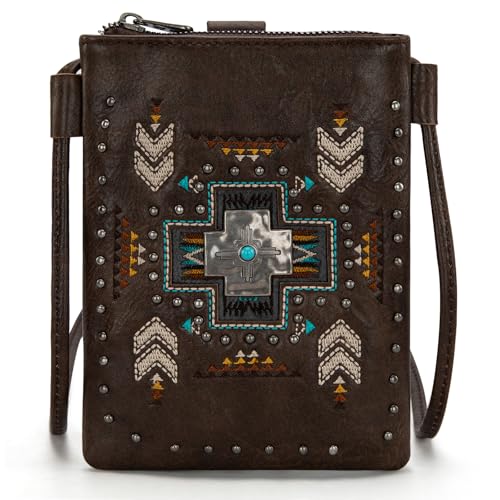 Montana West Kleine Umhängetasche für Damen, Western-Handygeldbörse, Spiritueller Kaffee, Small von Montana West