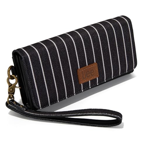 Montana West Lee dreifach gefaltete Damen-Geldbörse, RFID-blockierend, lange Geldbörse, Kartenhalter, Clutch, Armband für Damen, Dreifach gefaltet, schwarz, Modern von Montana West