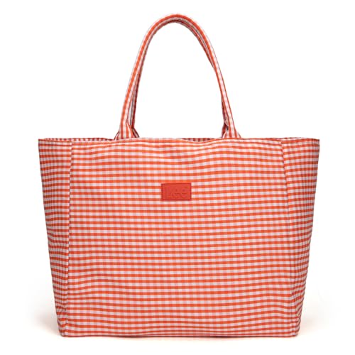 Montana West Lee Extra große weiche Baumwoll-Tragetasche für Damen, leichte Mehrzwecktasche, wiederverwendbar, Orange/Abendrot im Zickzackmuster (Sunset Chevron), Large von Montana West