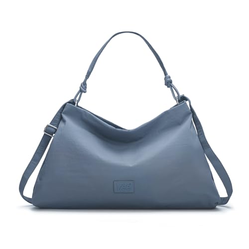 Montana West Lee Nylon-Hobo-Umhängetasche für Damen, große Schultertasche, Handtasche, lässig, Arbeit, Geldbörse mit verstellbarem Riemen, Jeansblau, Medium von Montana West