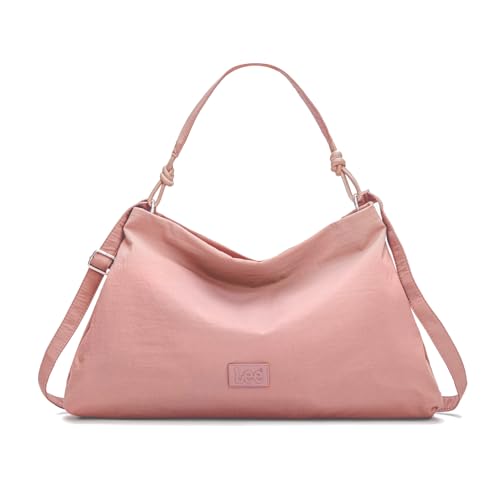 Montana West Lee Nylon-Hobo-Umhängetasche für Damen, große Schultertasche, Handtasche, lässig, Arbeit, Geldbörse mit verstellbarem Riemen, Pink, Medium von Montana West