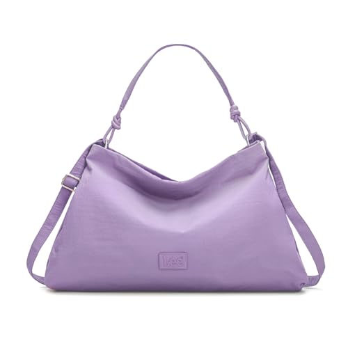Montana West Lee Nylon-Hobo-Umhängetasche für Damen, große Schultertasche, Handtasche, lässig, Arbeit, Geldbörse mit verstellbarem Riemen, Violett, Medium von Montana West