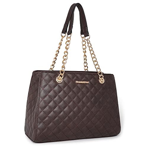 Montana West Schulterhandtaschen für Frauen Gesteppte Tote Geldbörse Damen Designer Satchel Hobo Tasche mit Kettenriemen Geschenk 040, 040 Kaffee, von Montana West