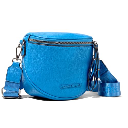 Montana West Kleine Umhängetasche für Damen, Bauchtaschen und Hüfttasche mit Gurt, M-blau, Umhängetasche von Montana West