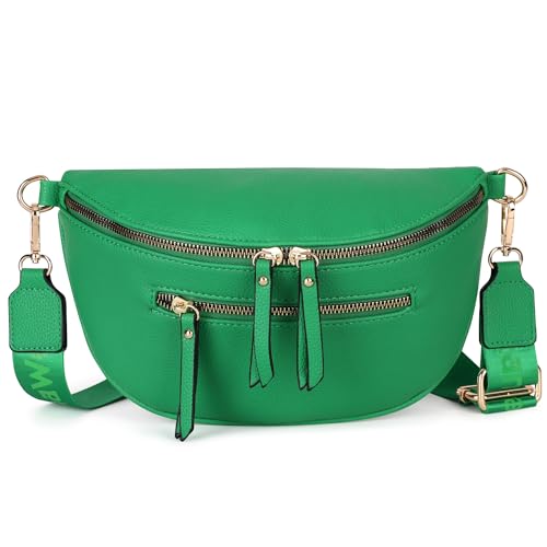 Montana West Umhängetasche für Damen, Bauchtasche, Schultertasche mit verstellbarem Riemen, Grün , 16'' x 4'' x 14'' (Drop 11''), modisch von Montana West