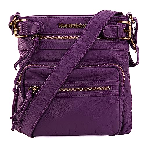 Montana West Umhängetasche für Damen, weiches gewaschenes Leder, mehrere Taschen, Crossbody-Tasche, Small von Montana West