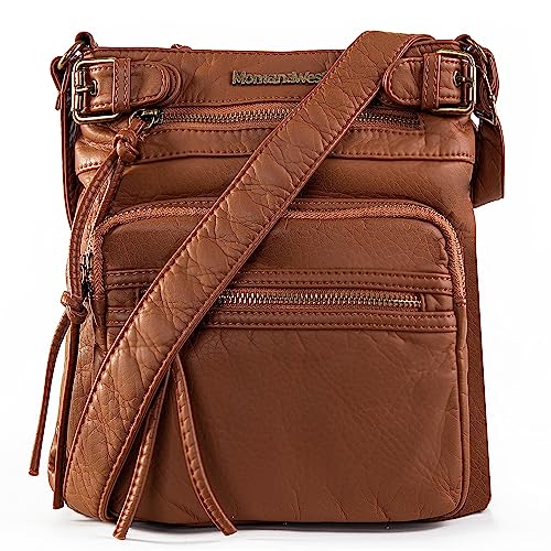 Montana West Umhängetasche für Damen, weiches gewaschenes Leder, mehrere Taschen, Crossbody-Tasche, Small von Montana West