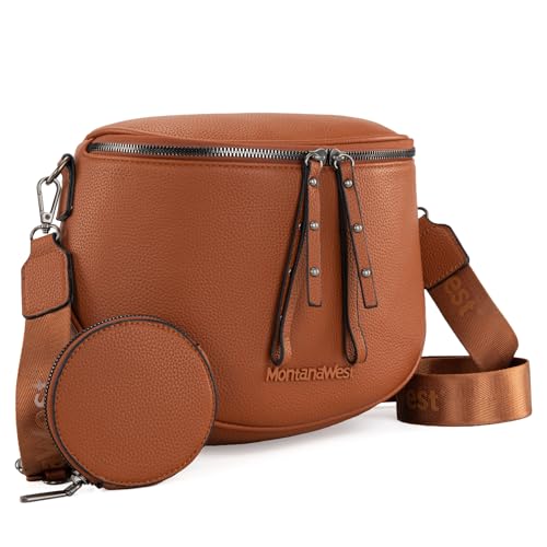 Montana West Umhängetasche für Damen und Mädchen, modische Schultertasche mit Reißverschluss, Bauchtaschen für Damen, Braun von Montana West