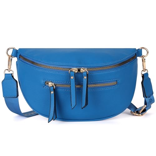 Montana West Umhängetaschen für Damen, trendige Bauchtaschen, Schultertasche, veganes Leder, Hell, blau, modisch von Montana West