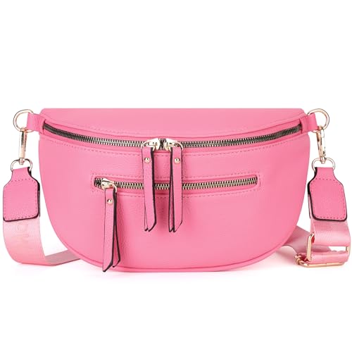 Montana West Umhängetasche für Damen, Designer-Schultertasche mit verstellbarem Riemen, Pink, Medium von Montana West