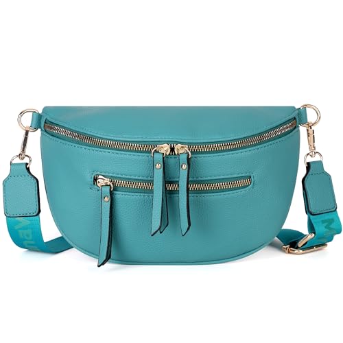 Montana West Umhängetaschen für Damen, trendige Bauchtaschen, Schultertasche, veganes Leder, Türkis/Ausflug, einfarbig (Getaway Solids), modisch von Montana West