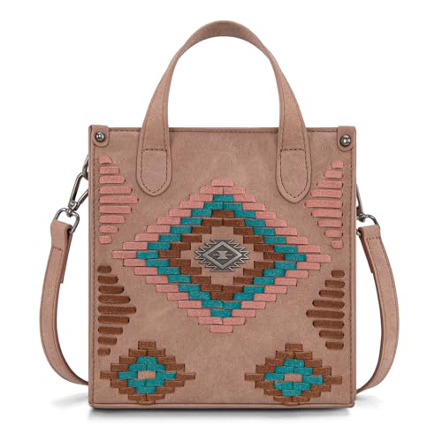 Montana West Western Damen-Umhängetasche, kleine Umhängetasche, Designer-Handtasche mit Tragegriff oben, Azteken-Dunkelrosa, Small von Montana West