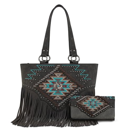 Montana West Western-Tragetasche für Damen, Schultertasche mit Geldbörse, 2-teiliges Set, Größe XL, Schwarz, Large Montana West Western-Tragetasche für Damen, Schultertasche mit Geldbörse, 2-teiliges Set, Größe XL, Schwarz, Large von Montana West