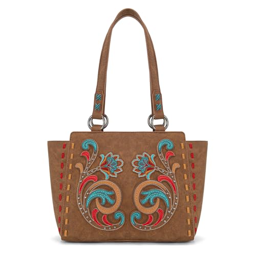 Montana West Western-Tragetasche für Damen, bestickt, Schultertasche, floralbraun, Medium von Montana West