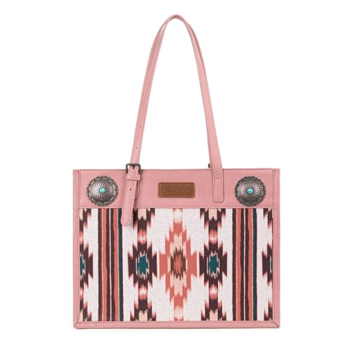 Montana West Wrangler Azteken-Schultertasche aus Segeltuch mit Tragegriff für Damen, dunkelrosa, Einheitsgröße Montana West Wrangler Azteken-Schultertasche aus Segeltuch mit Tragegriff für Damen, dunkelrosa, Einheitsgröße von Montana West