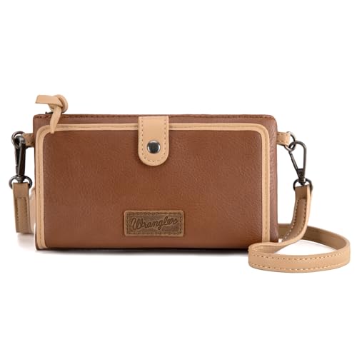Montana West Wrangler Crossbody-Geldbörse für Damen, RFID-blockierend, Clutch, Handgelenktasche mit Kreditkartenfächern, Braun von Montana West