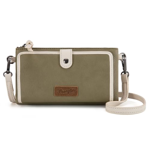 Montana West Wrangler Crossbody-Geldbörse für Damen, RFID-blockierend, Clutch, Handgelenktasche mit Kreditkartenfächern, Grün von Montana West