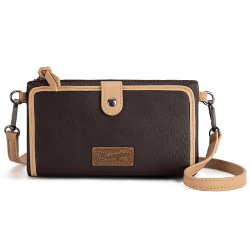 Montana West Wrangler Crossbody-Geldbörse für Damen, RFID-blockierend, Clutch, Handgelenktasche mit Kreditkartenfächern, Kaffee von Montana West