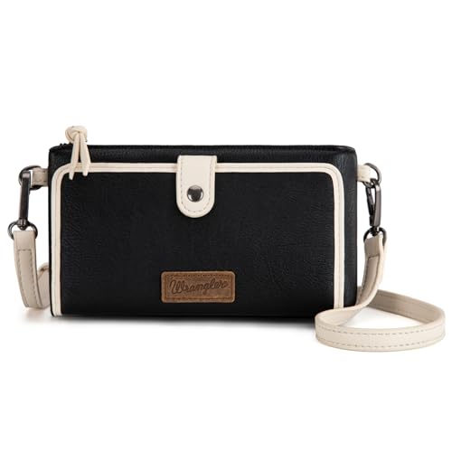 Montana West Wrangler Crossbody-Geldbörse für Damen, RFID-blockierend, Clutch, Handgelenktasche mit Kreditkartenfächern, Artist Black von Montana West