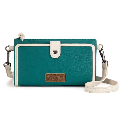 Montana West Wrangler Crossbody-Geldbörse für Damen, RFID-blockierend, Clutch, Handgelenktasche mit Kreditkartenfächern, Türkis/Ausflug, einfarbig (Getaway Solids) von Montana West