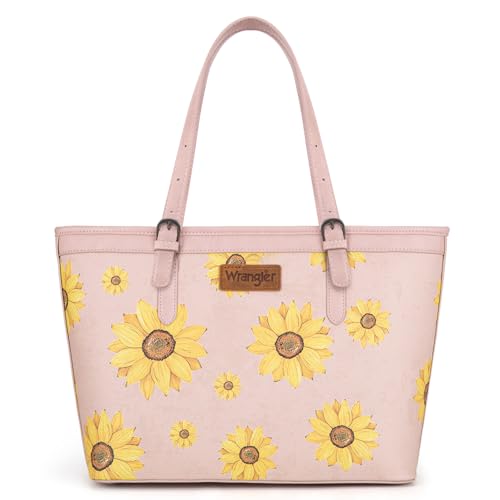 Montana West Wrangler Geldbörse für Damen, Sonnenblumen-Druck, Tragetasche, Western-Blumenmuster, Schultertasche, Pink, Large von Montana West