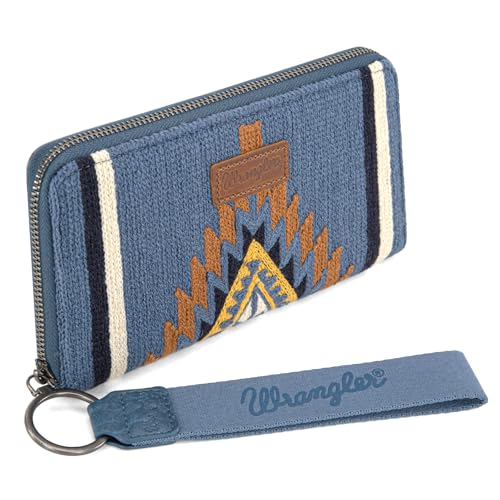 Montana West Wrangler Handgelenk-Geldbörse, Western-Azteken-Damengeldbörse, großes Fassungsvermögen, lange Geldbörse, RFID-Clutch-Geldbörse, Angel Jeans, Western von Montana West