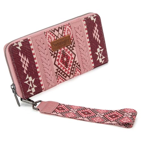 Montana West Wrangler Handgelenk-Geldbörse für Damen, Boho-Azteken-Clutch, Kreditkartenetui, Aztekenrosa Montana West Wrangler Handgelenk-Geldbörse für Damen, Boho-Azteken-Clutch, Kreditkartenetui, Aztekenrosa von Montana West