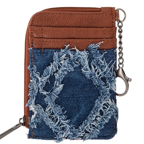 Montana West Wrangler Kartenetui für Damen, Boho-Aztekenmuster, Kreditkartenetui mit Reißverschlussfach, Aztec-Angel Denim Jeans, Western von Montana West