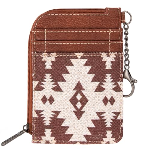 Montana West Wrangler Kartenetui für Damen, Boho-Aztekenmuster, Kreditkartenetui mit Reißverschlussfach, Azteken-Light Coffee, S, Western von Montana West