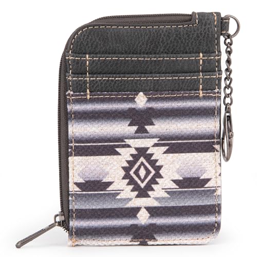 Montana West Wrangler Kartenetui für Damen, Boho-Aztekenmuster, Kreditkartenetui mit Reißverschlussfach, Azteken-Schwarz, Kompakt von Montana West