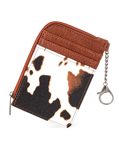 Montana West Wrangler Kreditkartenetui mit Kuhmuster, niedlicher Schlüsselanhänger, Geldbörse mit Reißverschlussfach, Z-Brown Card Wallet, X-Small, Minimalistisch von Montana West