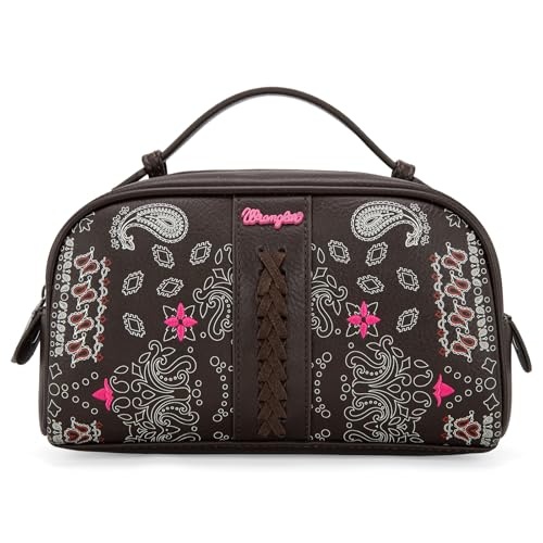 Montana West Wrangler Make-up-Tasche für Damen, kleine Kosmetiktasche, Western-Make-up-Tasche, langlebig, niedlicher Reisegriff, Geldbörse, Kaffee von Montana West